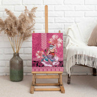 Hawaii Mele Kalikimaka Canvas Wall Art Funny Santa with Tribal Tattoos Kakau Pink Color LT03 - Polynesian Pride