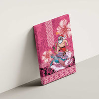 Hawaii Mele Kalikimaka Canvas Wall Art Funny Santa with Tribal Tattoos Kakau Pink Color LT03 - Polynesian Pride
