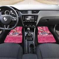 Hawaii Mele Kalikimaka Car Mats Funny Santa with Tribal Tattoos Kakau Pink Color LT03 Set 2pcs - Front Pink - Polynesian Pride
