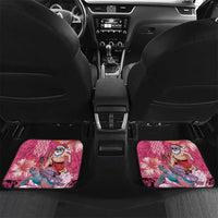 Hawaii Mele Kalikimaka Car Mats Funny Santa with Tribal Tattoos Kakau Pink Color LT03 Set 2pcs - Back Pink - Polynesian Pride