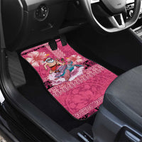Hawaii Mele Kalikimaka Car Mats Funny Santa with Tribal Tattoos Kakau Pink Color LT03 - Polynesian Pride