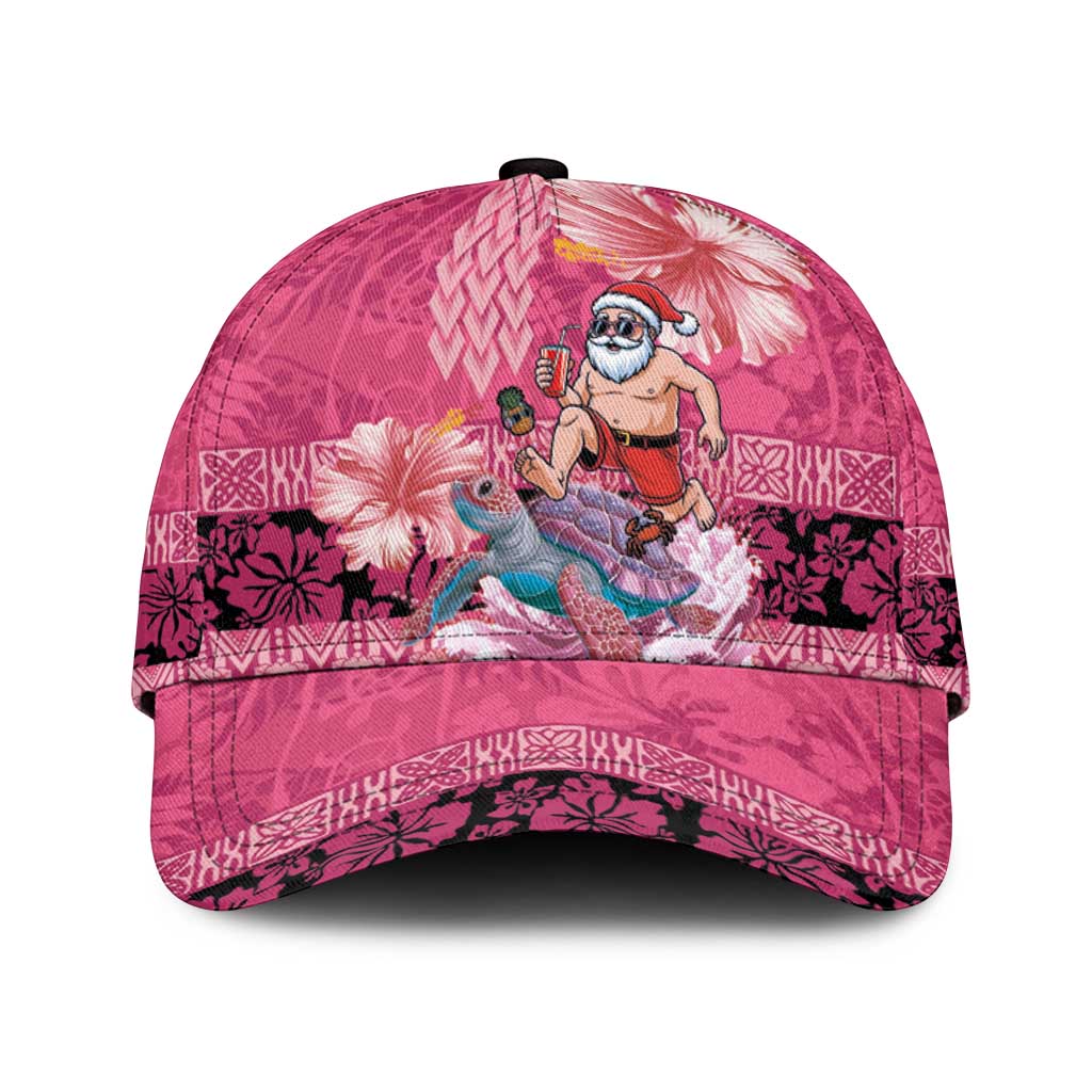 Hawaii Mele Kalikimaka Classic Cap Funny Santa with Tribal Tattoos Kakau Pink Color - Polynesian Pride