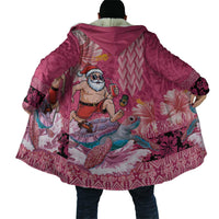 Hawaii Mele Kalikimaka Cloak Funny Santa with Tribal Tattoos Kakau Pink Color LT03 - Polynesian Pride