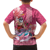 Hawaii Mele Kalikimaka Family Matching Tank Maxi Dress and Hawaiian Shirt Funny Santa with Tribal Tattoos Kakau Pink Color LT03 - Polynesian Pride