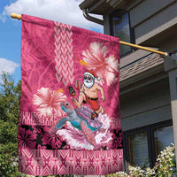 Hawaii Mele Kalikimaka Garden Flag Funny Santa with Tribal Tattoos Kakau Pink Color LT03 - Polynesian Pride