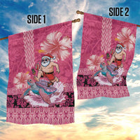 Hawaii Mele Kalikimaka Garden Flag Funny Santa with Tribal Tattoos Kakau Pink Color LT03 - Polynesian Pride