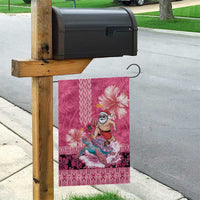 Hawaii Mele Kalikimaka Garden Flag Funny Santa with Tribal Tattoos Kakau Pink Color LT03 - Polynesian Pride