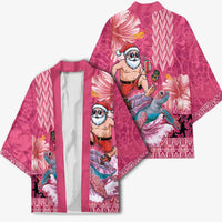 Hawaii Mele Kalikimaka Kimono Funny Santa with Tribal Tattoos Kakau Pink Color LT03 - Polynesian Pride