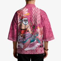 Hawaii Mele Kalikimaka Kimono Funny Santa with Tribal Tattoos Kakau Pink Color LT03 - Polynesian Pride
