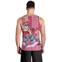 Hawaii Mele Kalikimaka Men Tank Top Funny Santa with Tribal Tattoos Kakau Pink Color LT03 - Polynesian Pride