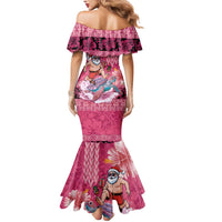 Hawaii Mele Kalikimaka Mermaid Dress Funny Santa with Tribal Tattoos Kakau Pink Color LT03 - Polynesian Pride