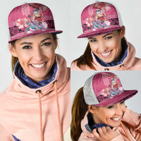 Hawaii Mele Kalikimaka Mesh Trucker Cap Funny Santa with Tribal Tattoos Kakau Pink Color LT03 - Polynesian Pride