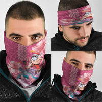 Hawaii Mele Kalikimaka Neck Gaiter Funny Santa with Tribal Tattoos Kakau Pink Color LT03 - Polynesian Pride