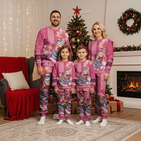 Hawaii Mele Kalikimaka Christmas Pajama Set Funny Santa with Tribal Tattoos Kakau Pink Color LT03 - Polynesian Pride