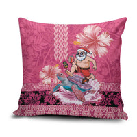 Hawaii Mele Kalikimaka Pillow Cover Funny Santa with Tribal Tattoos Kakau Pink Color LT03 Pink - Polynesian Pride