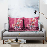 Hawaii Mele Kalikimaka Pillow Cover Funny Santa with Tribal Tattoos Kakau Pink Color LT03 - Polynesian Pride