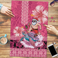 Hawaii Mele Kalikimaka Puzzle Funny Santa with Tribal Tattoos Kakau Pink Color LT03 Pink - Polynesian Pride