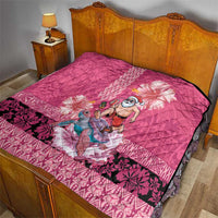 Hawaii Mele Kalikimaka Quilt Funny Santa with Tribal Tattoos Kakau Pink Color LT03 - Polynesian Pride