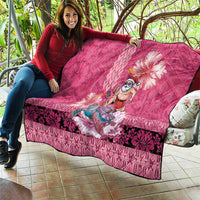 Hawaii Mele Kalikimaka Quilt Funny Santa with Tribal Tattoos Kakau Pink Color LT03 - Polynesian Pride