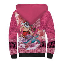 Hawaii Mele Kalikimaka Sherpa Hoodie Funny Santa with Tribal Tattoos Kakau Pink Color LT03 - Polynesian Pride