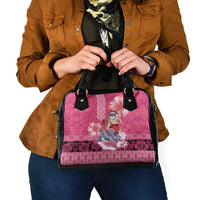 Hawaii Mele Kalikimaka Shoulder Handbag Funny Santa with Tribal Tattoos Kakau Pink Color LT03 - Polynesian Pride