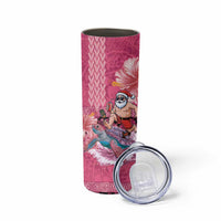 Hawaii Mele Kalikimaka Skinny Tumbler Funny Santa with Tribal Tattoos Kakau Pink Color LT03 - Polynesian Pride