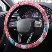 Hawaii Mele Kalikimaka Steering Wheel Cover Funny Santa with Tribal Tattoos Kakau Pink Color LT03 - Polynesian Pride