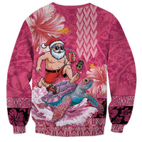 Hawaii Mele Kalikimaka Sweatshirt Funny Santa with Tribal Tattoos Kakau Pink Color LT03 - Polynesian Pride