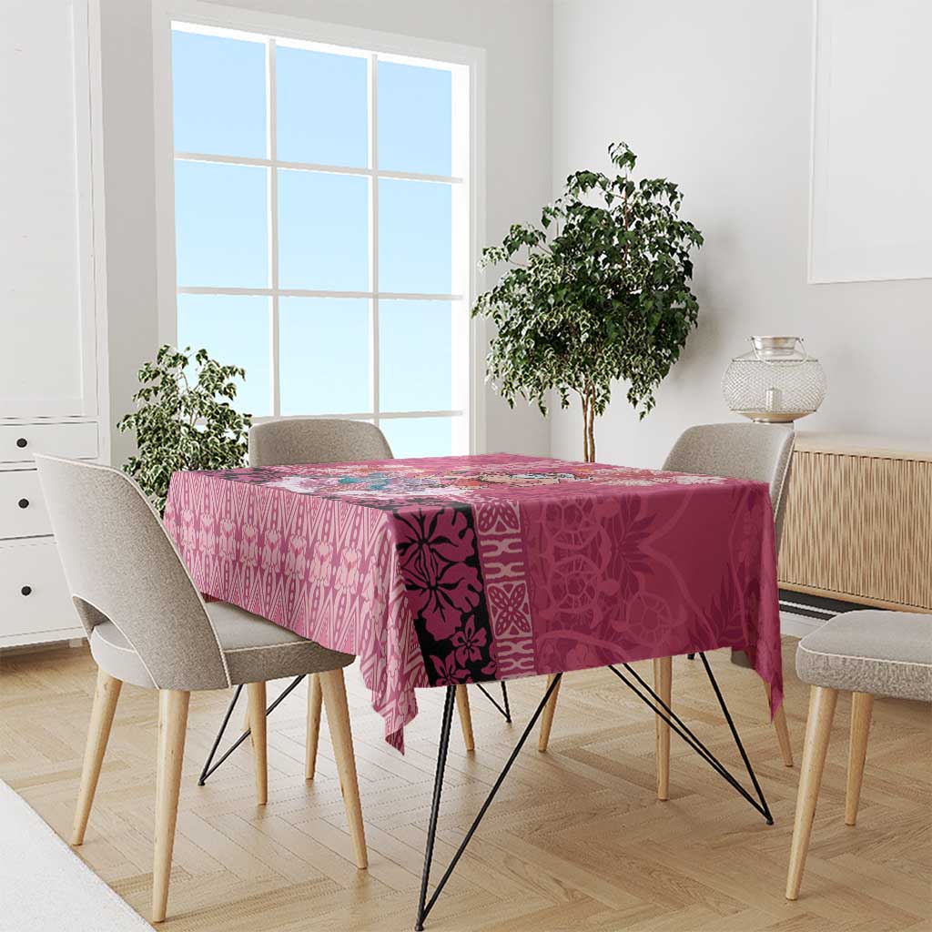 Hawaii Mele Kalikimaka Tablecloth Funny Santa with Tribal Tattoos Kakau Pink Color LT03 - Polynesian Pride