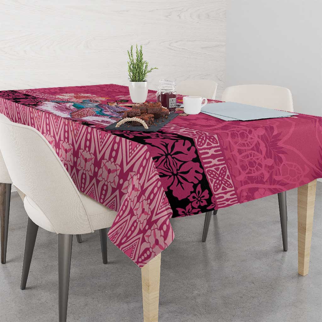 Hawaii Mele Kalikimaka Tablecloth Funny Santa with Tribal Tattoos Kakau Pink Color LT03 - Polynesian Pride