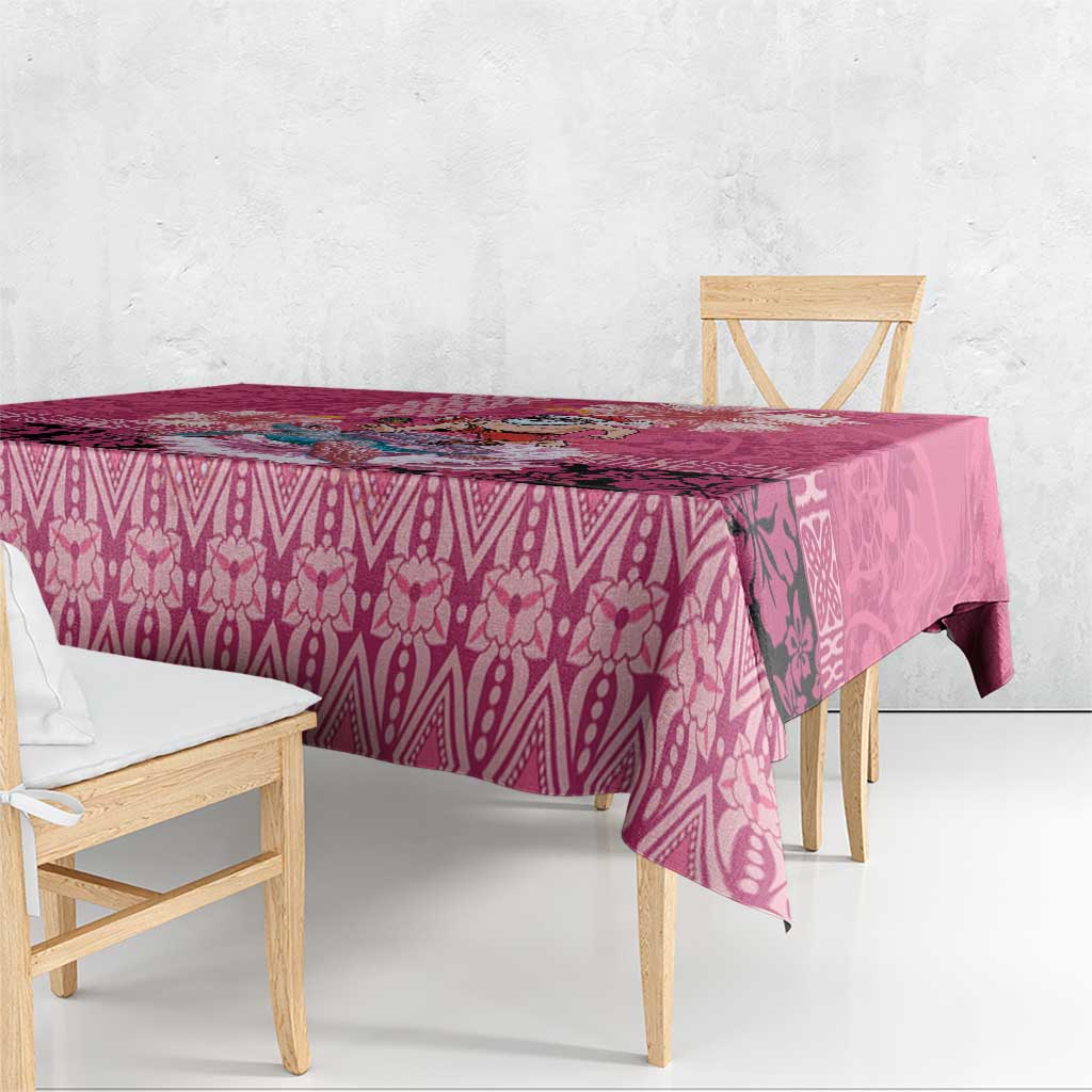 Hawaii Mele Kalikimaka Tablecloth Funny Santa with Tribal Tattoos Kakau Pink Color LT03 - Polynesian Pride