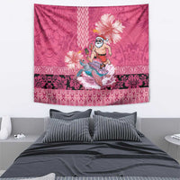 Hawaii Mele Kalikimaka Tapestry Funny Santa with Tribal Tattoos Kakau Pink Color LT03 - Polynesian Pride