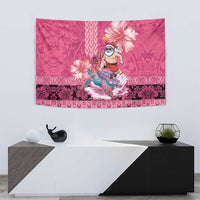 Hawaii Mele Kalikimaka Tapestry Funny Santa with Tribal Tattoos Kakau Pink Color LT03 - Polynesian Pride