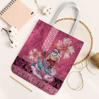 Hawaii Mele Kalikimaka Tote Bag Funny Santa with Tribal Tattoos Kakau Pink Color LT03 White Strap One Size Pink - Polynesian Pride