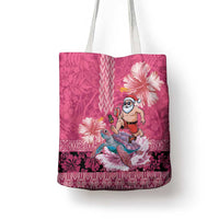 Hawaii Mele Kalikimaka Tote Bag Funny Santa with Tribal Tattoos Kakau Pink Color LT03 - Polynesian Pride