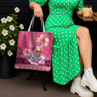 Hawaii Mele Kalikimaka Tote Bag Funny Santa with Tribal Tattoos Kakau Pink Color LT03 - Polynesian Pride