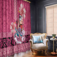 Hawaii Mele Kalikimaka Window Curtain Funny Santa with Tribal Tattoos Kakau Pink Color LT03 - Polynesian Pride