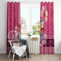 Hawaii Mele Kalikimaka Window Curtain Funny Santa with Tribal Tattoos Kakau Pink Color LT03 - Polynesian Pride