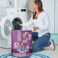 Hawaii Mele Kalikimaka Laundry Basket Funny Santa with Tribal Tattoos Kakau Purple Color LT03 - Polynesian Pride
