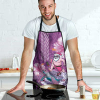 Hawaii Mele Kalikimaka Apron Funny Santa with Tribal Tattoos Kakau Purple Color LT03 - Polynesian Pride