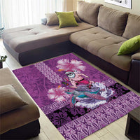 Hawaii Mele Kalikimaka Area Rug Funny Santa with Tribal Tattoos Kakau Purple Color LT03 - Polynesian Pride