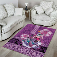 Hawaii Mele Kalikimaka Area Rug Funny Santa with Tribal Tattoos Kakau Purple Color LT03 - Polynesian Pride