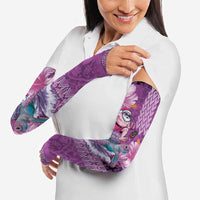 Hawaii Mele Kalikimaka Arm Sleeves Funny Santa with Tribal Tattoos Kakau Purple Color LT03 - Polynesian Pride