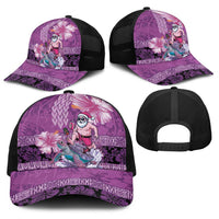 Hawaii Mele Kalikimaka Baseball Net Cap Funny Santa with Tribal Tattoos Kakau Purple Color LT03 - Polynesian Pride