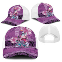 Hawaii Mele Kalikimaka Baseball Net Cap Funny Santa with Tribal Tattoos Kakau Purple Color LT03 - Polynesian Pride