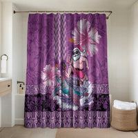 Hawaii Mele Kalikimaka Bathroom Set Funny Santa with Tribal Tattoos Kakau Purple Color LT03 Shower Curtain Only Purple - Polynesian Pride