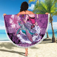 Hawaii Mele Kalikimaka Beach Blanket Funny Santa with Tribal Tattoos Kakau Purple Color LT03 - Polynesian Pride