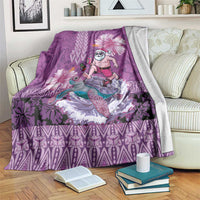 Hawaii Mele Kalikimaka Blanket Funny Santa with Tribal Tattoos Kakau Purple Color LT03 Purple - Polynesian Pride