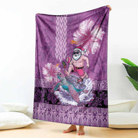 Hawaii Mele Kalikimaka Blanket Funny Santa with Tribal Tattoos Kakau Purple Color LT03 - Polynesian Pride