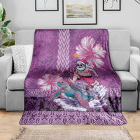 Hawaii Mele Kalikimaka Blanket Funny Santa with Tribal Tattoos Kakau Purple Color LT03 - Polynesian Pride